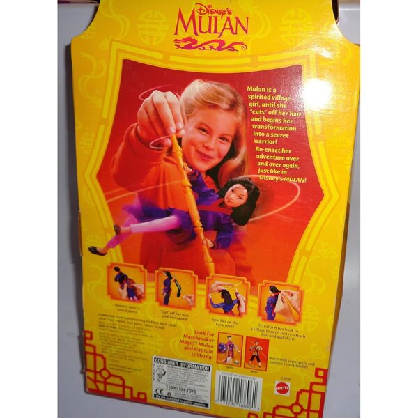 Bambola Disney Secret Hero Mulan Mattel 1997 Nuova in Scatola Originale