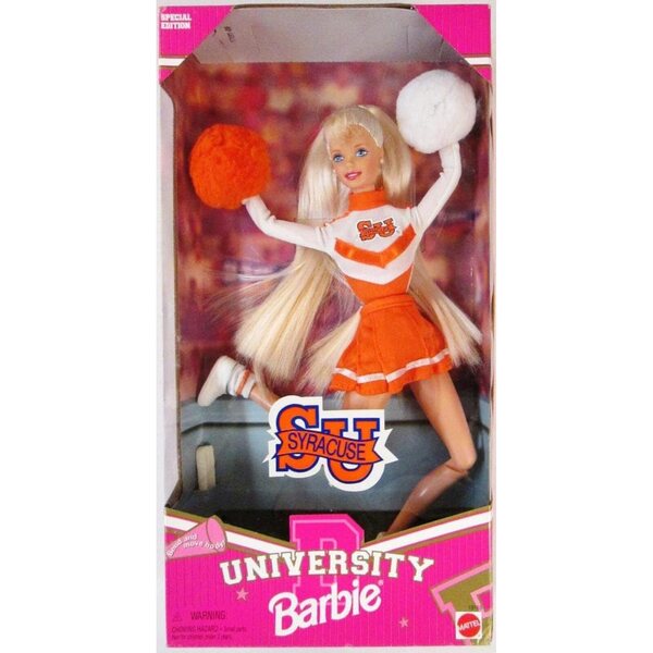 Barbie Cheerleader Syracuse University con Pompon e Vestito Ufficiale Collegiate