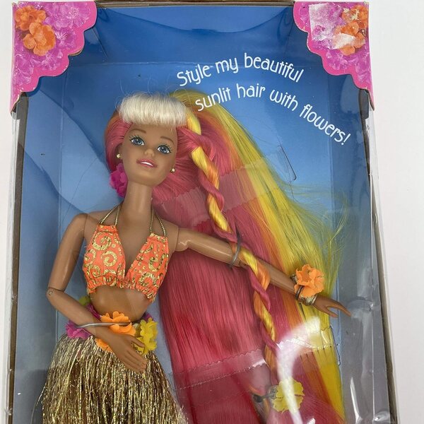 Barbie Pink & Gold Hula Hair Edizione Speciale Mattel 1996 con Fiori Tra i Capelli