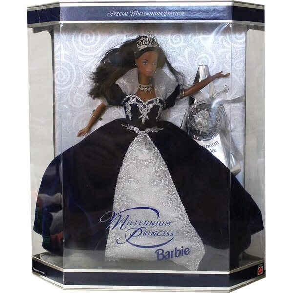Barbie African American Millennium Princess mit blauem Kleid und silberner Tiara 2000 Edition