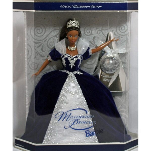 Barbie African American Millennium Princess mit blauem Kleid und silberner Tiara 2000 Edition