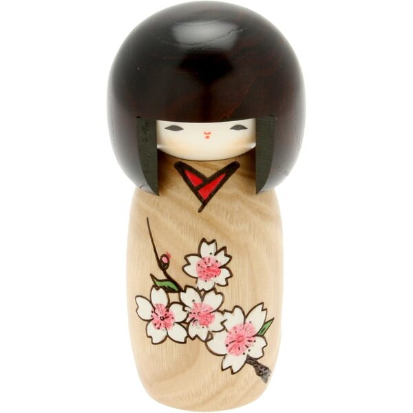 Kokeshi Usaburo Holzpuppe mit handbemaltem braunem Kimono, japanische Tradition