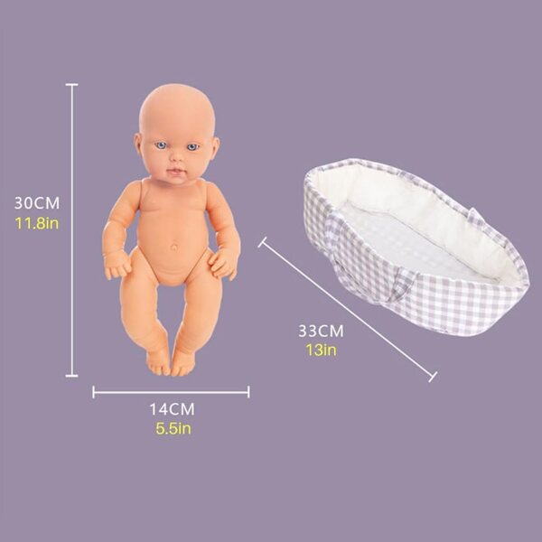 LICHENGTAI Reborn-Puppe aus weichem, realistischem Vinyl, 30 cm, inklusive Wiege