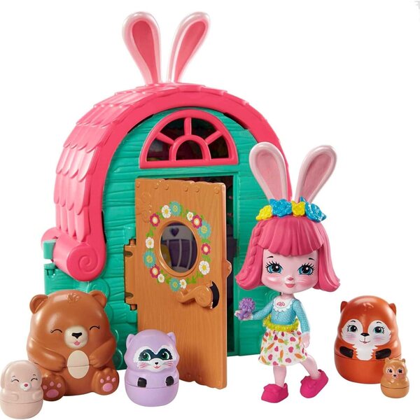 Enchantimals Bree the Bunny's Chalet mit 5 Tieren und Zubehör – Spiel für Kinder ab 4 Jahren