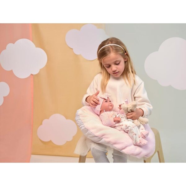 Llorens Nica 40 cm große Puppe mit blauen Augen, Kleid und weichen Accessoires