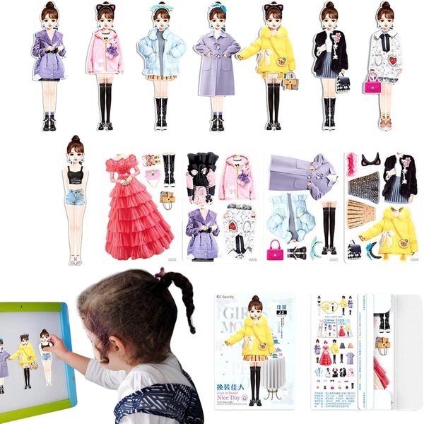 Magnetische Anziehpuppen für Kinder von 3–12 Jahren – Set mit 30 bunten Kleidungsstücken