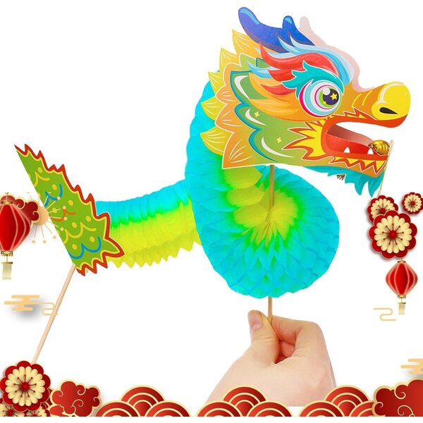 DIY chinesische Papierdrachenpuppe für das Mondneujahr, multifunktionales Kreativset