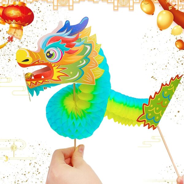 DIY chinesische Papierdrachenpuppe für das Mondneujahr, multifunktionales Kreativset