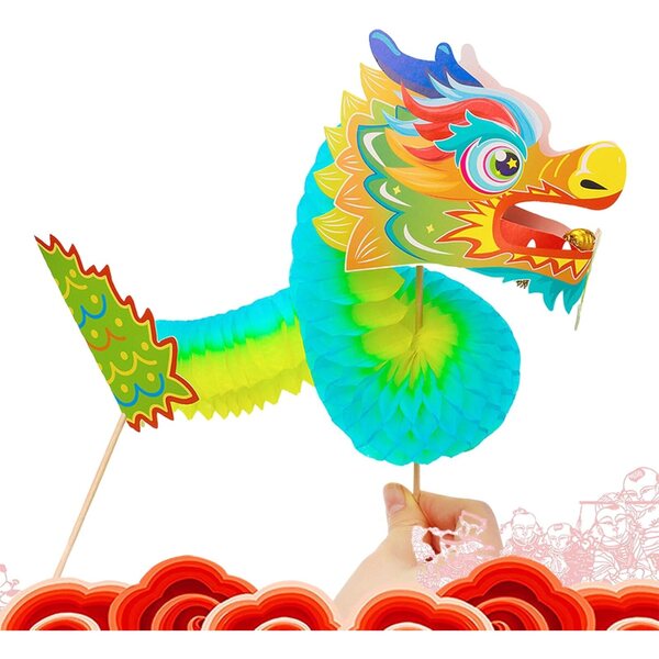 DIY chinesische Papierdrachenpuppe für das Mondneujahr, multifunktionales Kreativset