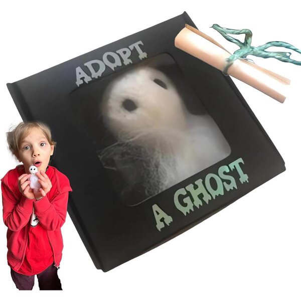 Adotta un fantasma in feltro 7,6x7,6x4 cm – decorazione spettrale originale e regalo Halloween