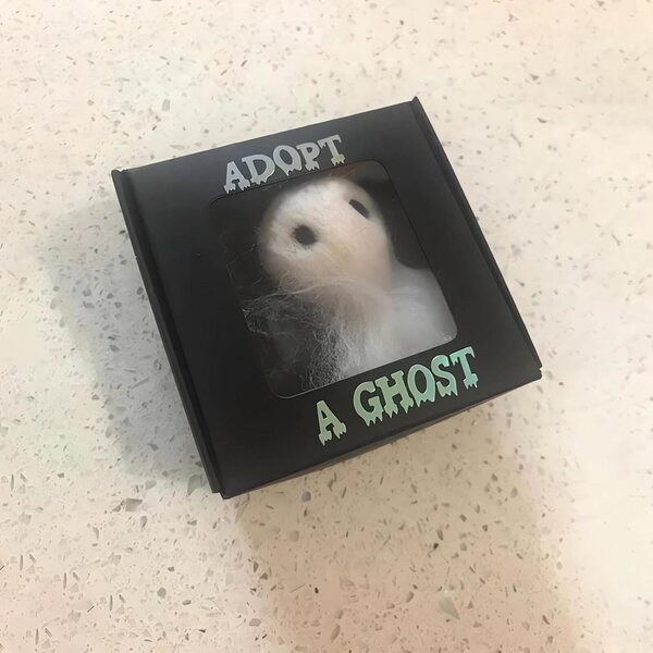 Adotta un fantasma in feltro 7,6x7,6x4 cm – decorazione spettrale originale e regalo Halloween