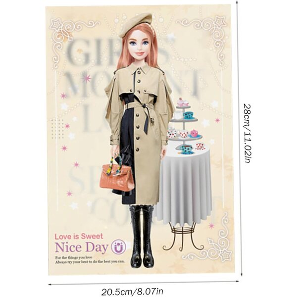 Libro adesivi Vestire bambole per gioco creativo e viaggi, abiti principessa per bambini 3-12 anni
