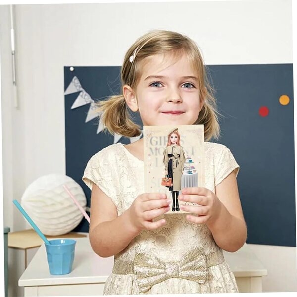 Libro adesivi Vestire bambole per gioco creativo e viaggi, abiti principessa per bambini 3-12 anni