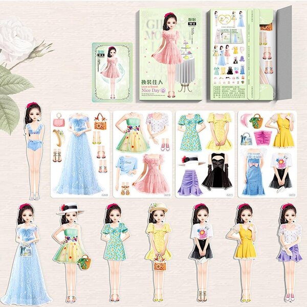 Magnetisches Princess Dress Up-Stickerbuch für Mädchen, Kleider ab 30 und eine 15 x 10 cm große Puppe