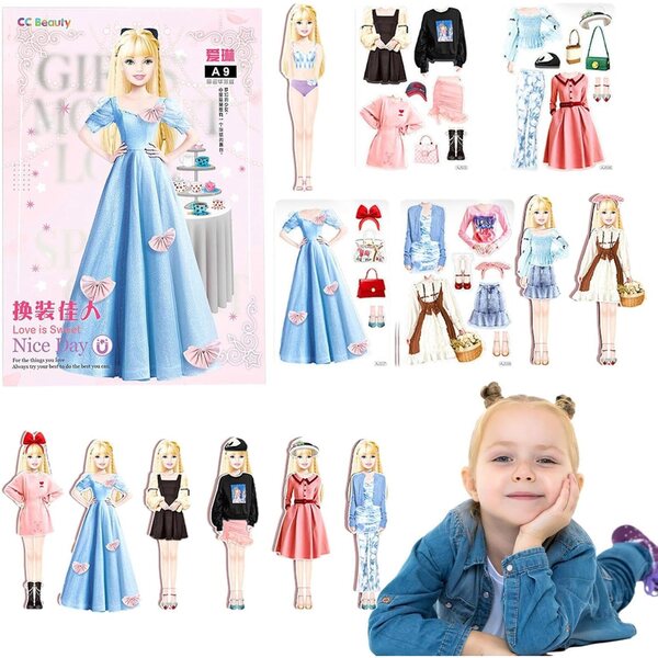 Tragbare Magnetpuppen 10 x 14,5 cm, kreatives Spielset für Mädchen von 4–7 Jahren