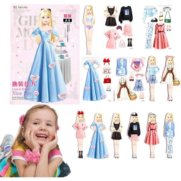 Magnetic Anziehpuppen for Girls - Creative and Portable Paper Game 10x14.5 cm