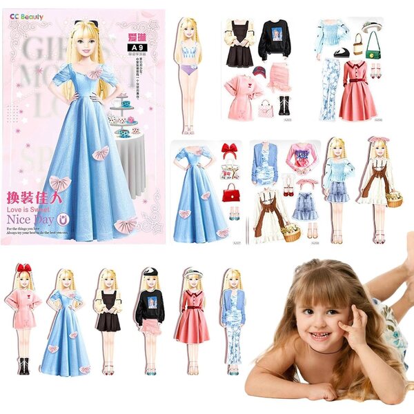 Magnetic Anziehpuppen for Girls - Creative and Portable Paper Game 10x14.5 cm