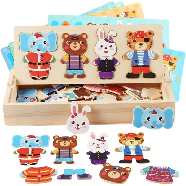 Magnetische Holzpuzzlepuppen für Kinder – kreatives und sicheres Lernspiel
