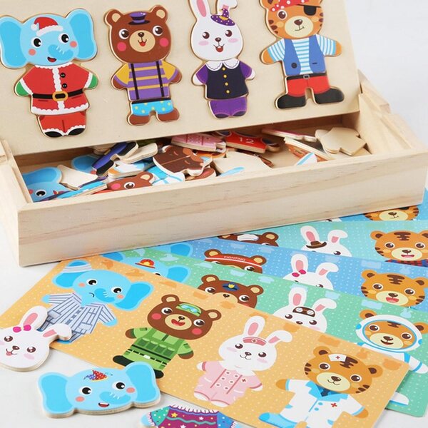 Magnetische Holzpuzzlepuppen für Kinder – kreatives und sicheres Lernspiel