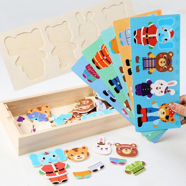 Magnetische Holzpuzzlepuppen für Kinder – kreatives und sicheres Lernspiel