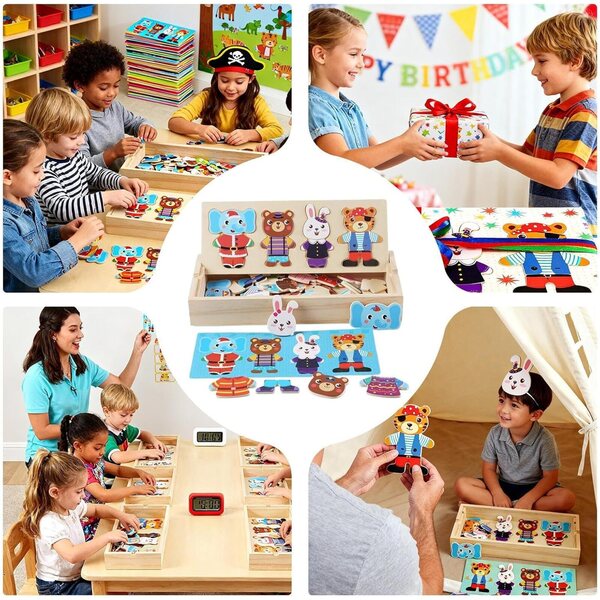 Magnetische Holzpuzzlepuppen für Kinder – kreatives und sicheres Lernspiel