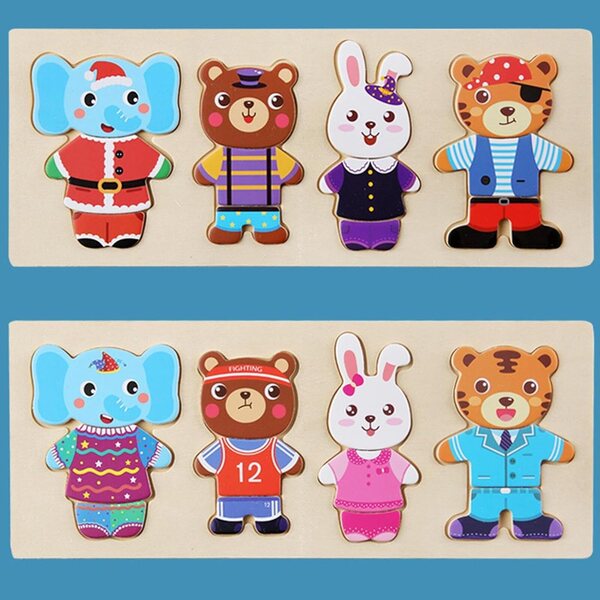 Magnetische Holzpuzzlepuppen für Kinder – kreatives und sicheres Lernspiel