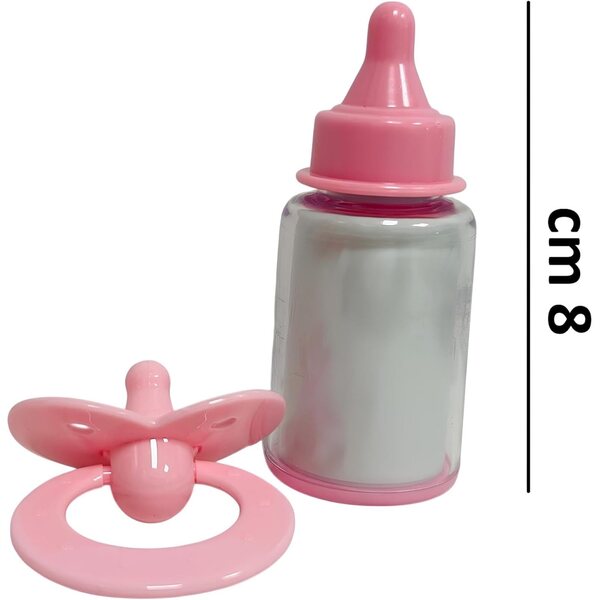 Biberon e Ciuccio Rosa per Bambole - Set Accessori Giocattolo in Scatola Regalo