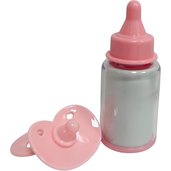 Biberon e Ciuccio Rosa per Bambole - Set Accessori Giocattolo in Scatola Regalo