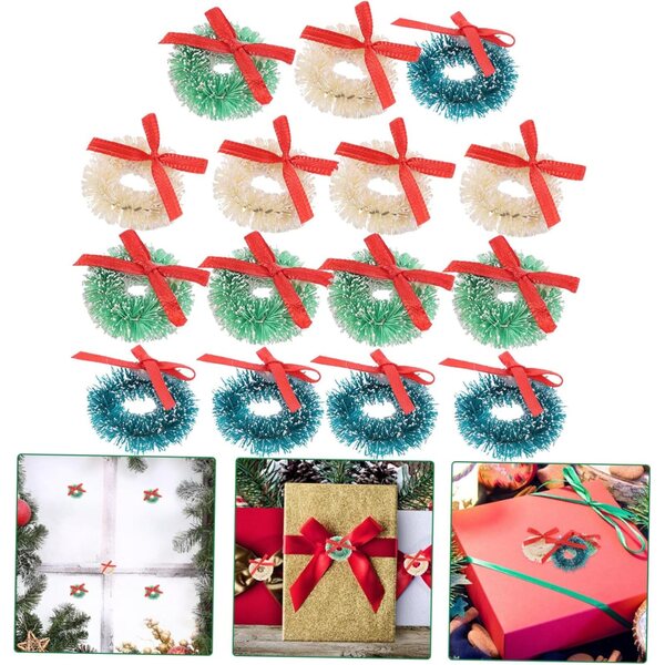 15 mini ghirlande natalizie in sisal con fiocco per decorazioni fai da te