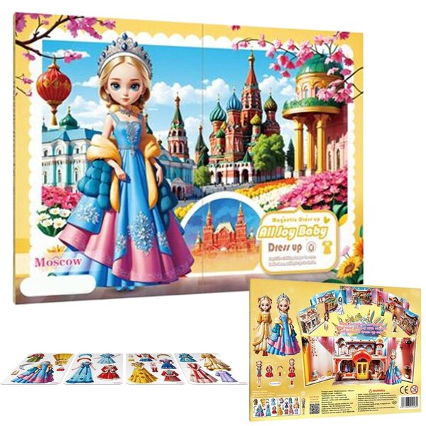 Magnetisches Set mit Prinzessinnen-Anziehspielen für pädagogische selbstklebende Papierpuppen