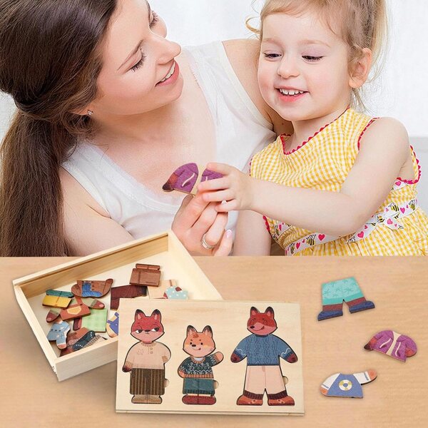 Holzpuzzle Tier-Anziehspiele für Kinder – kreatives Lernspiel
