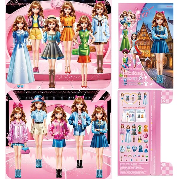 Kit di Bambola Magnetica da Vestire Riaisttd - Gioco Educativo e Da Viaggio 28x20,5 cm