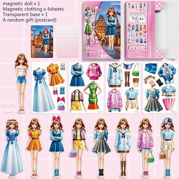 Kit di Bambola Magnetica da Vestire Riaisttd - Gioco Educativo e Da Viaggio 28x20,5 cm
