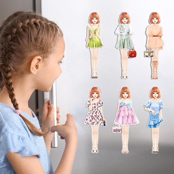 Magnetische Aufkleber zum Ankleiden von Puppen – kreatives Modeset für Kinder im Alter von 3–12 Jahren