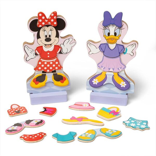 Melissa & Doug Disney Minnie und Daisy – Magnetische Holzpuppen 52 Stück FSC