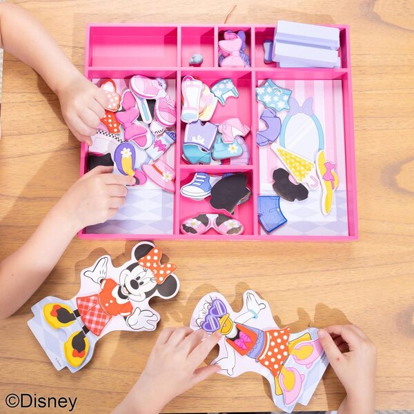 Melissa & Doug Disney Minnie und Daisy – Magnetische Holzpuppen 52 Stück FSC