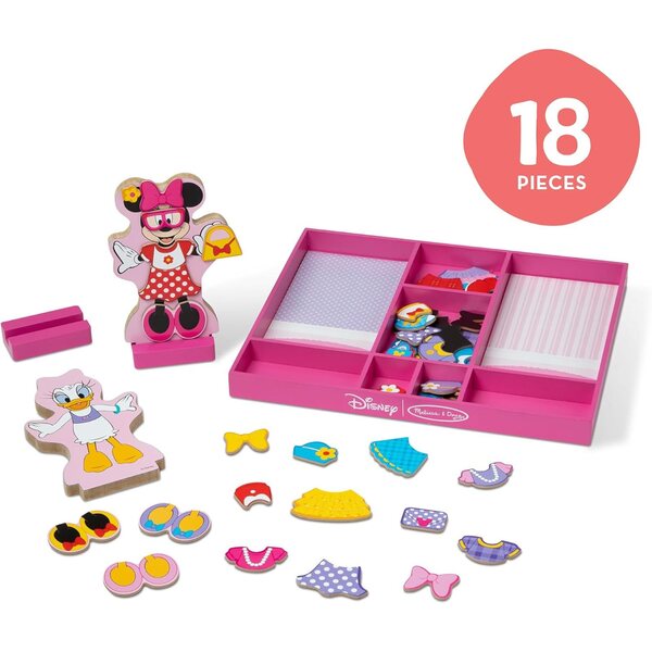 Magnetisches Holzspielset „Minnie & Daisy“ mit Kleidung und Accessoires von Melissa & Doug