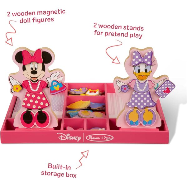 Magnetisches Holzspielset „Minnie & Daisy“ mit Kleidung und Accessoires von Melissa & Doug