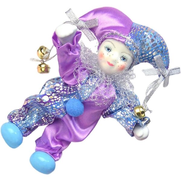 Bambola Clown in Porcellana 18 cm Decorazione Halloween e Collezione Mophrati