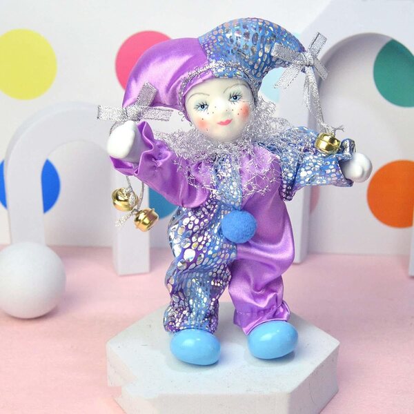 Bambola Clown in Porcellana 18 cm Decorazione Halloween e Collezione Mophrati