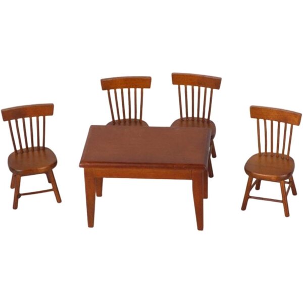 Set mobili miniatura 1:12 F Fityle tavolo e 4 sedie in legno per casa delle bambole