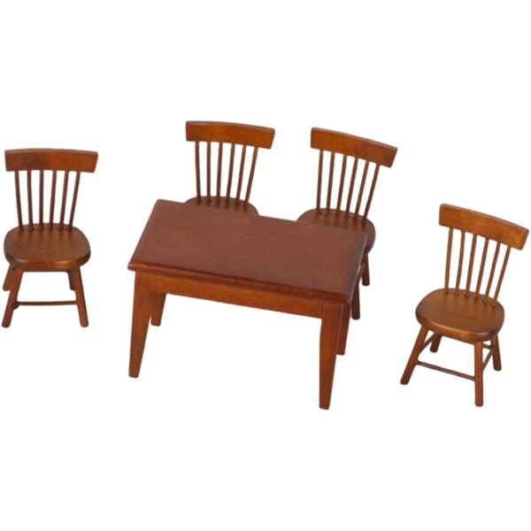 Set mobili miniatura 1:12 F Fityle tavolo e 4 sedie in legno per casa delle bambole