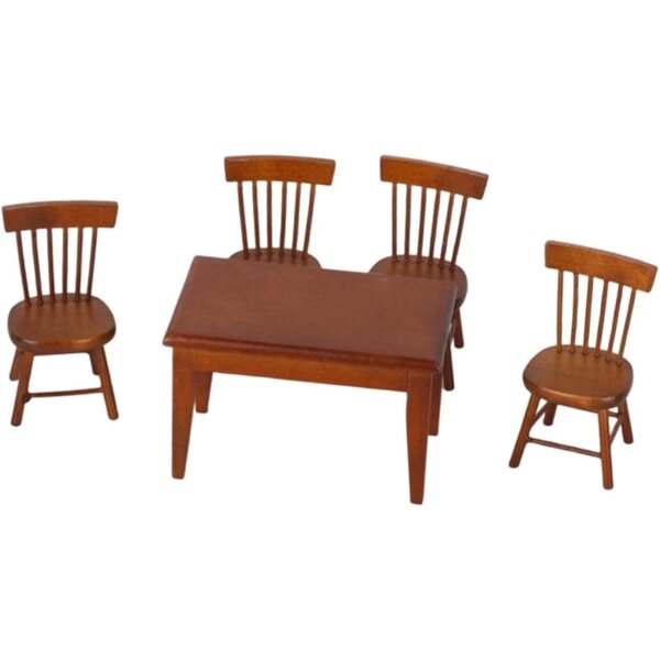 Set mobili miniatura 1:12 F Fityle tavolo e 4 sedie in legno per casa delle bambole