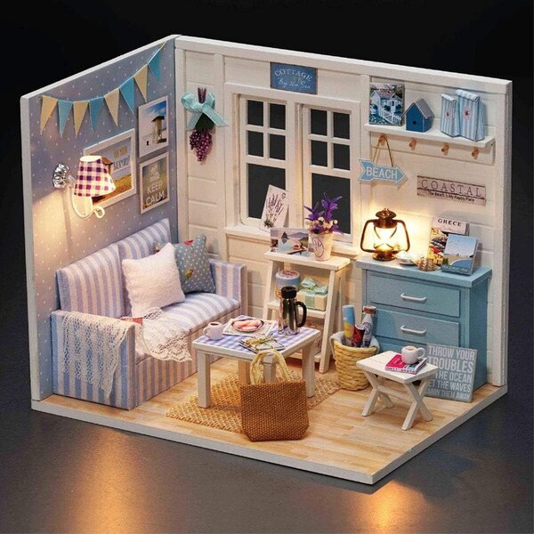 Irfora Casa delle Bambole Fai-da-Te con Luce LED, Kit Miniatura 3D in Legno per Bambini