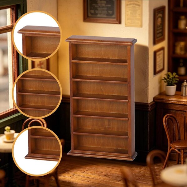 1:12 Oshhni Miniatur-Bücherregal aus Holz für Puppenhaus, elegant und funktional