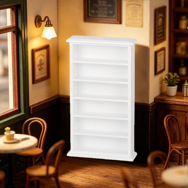 1:12 Miniatur-Bücherregal aus Holz für Puppenhäuser – elegantes weißes Regal