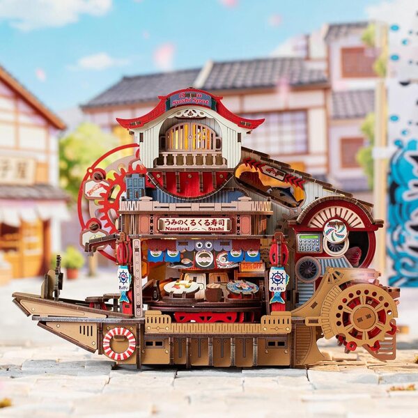 Miniatur-Puppenhaus-Set zum Selbermachen mit Sushi-Thema und Zubehör aus Holz und Stoff