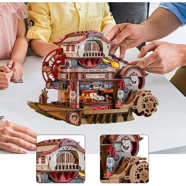 Miniatur-Puppenhaus-Set zum Selbermachen mit Sushi-Thema und Zubehör aus Holz und Stoff