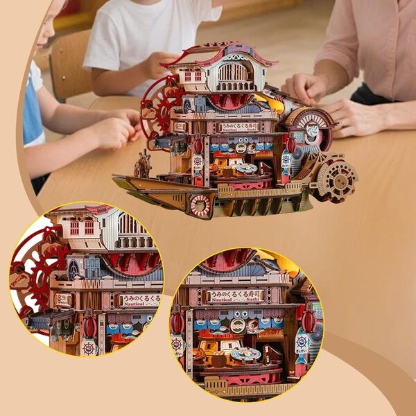 Miniatur-Puppenhaus-Set zum Selbermachen mit Sushi-Thema und Zubehör aus Holz und Stoff