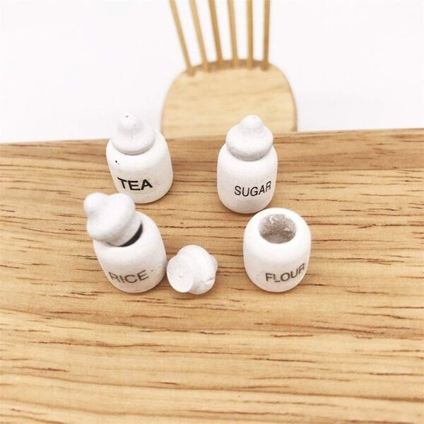 Mini-Gewürzgläser 1:12 Puppenhaus – 4-teiliges Lernspielzeug